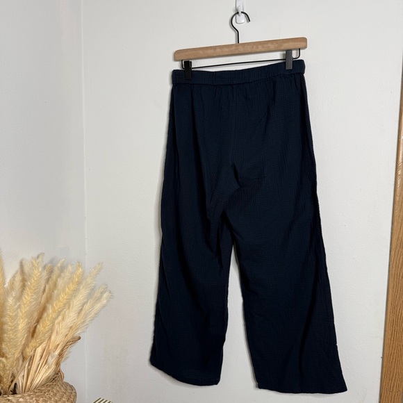 J. Crew Drapey Crinkle-cotton Beach Pant Navy XS Wide Leg Minimalist Fisherman - Picture 5 of 16